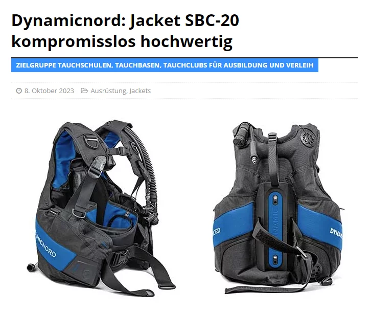 unterwasserwelt: Dynamicnord: Jacket SBC-20 kompromisslos hochwertig unterwasserwelt: Dynamicnord: Jacket SBC-20 kompromisslos hochwertig